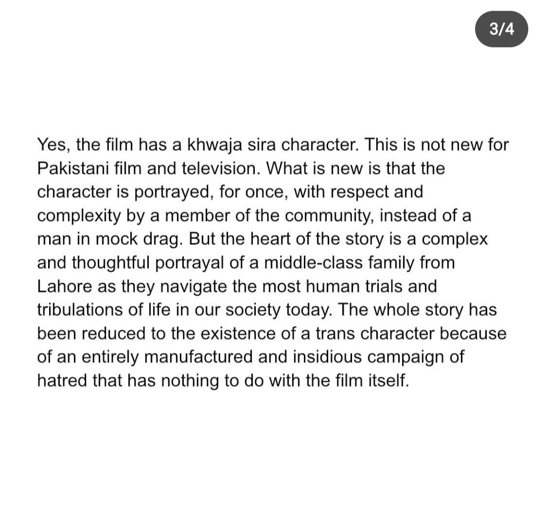 thoraoffbeat's tweet photo. "Yes, the film has a khwajasira character. This is not new for Pakistani film and TV. What is new is that the character is portrayed, for once, with respect and complexity by a member of the community, instead of a man in mock drag."

RASTI FAROOQ SPITTING FACTS. #ReleaseJoyland https://t.co/bsmgp44vqc