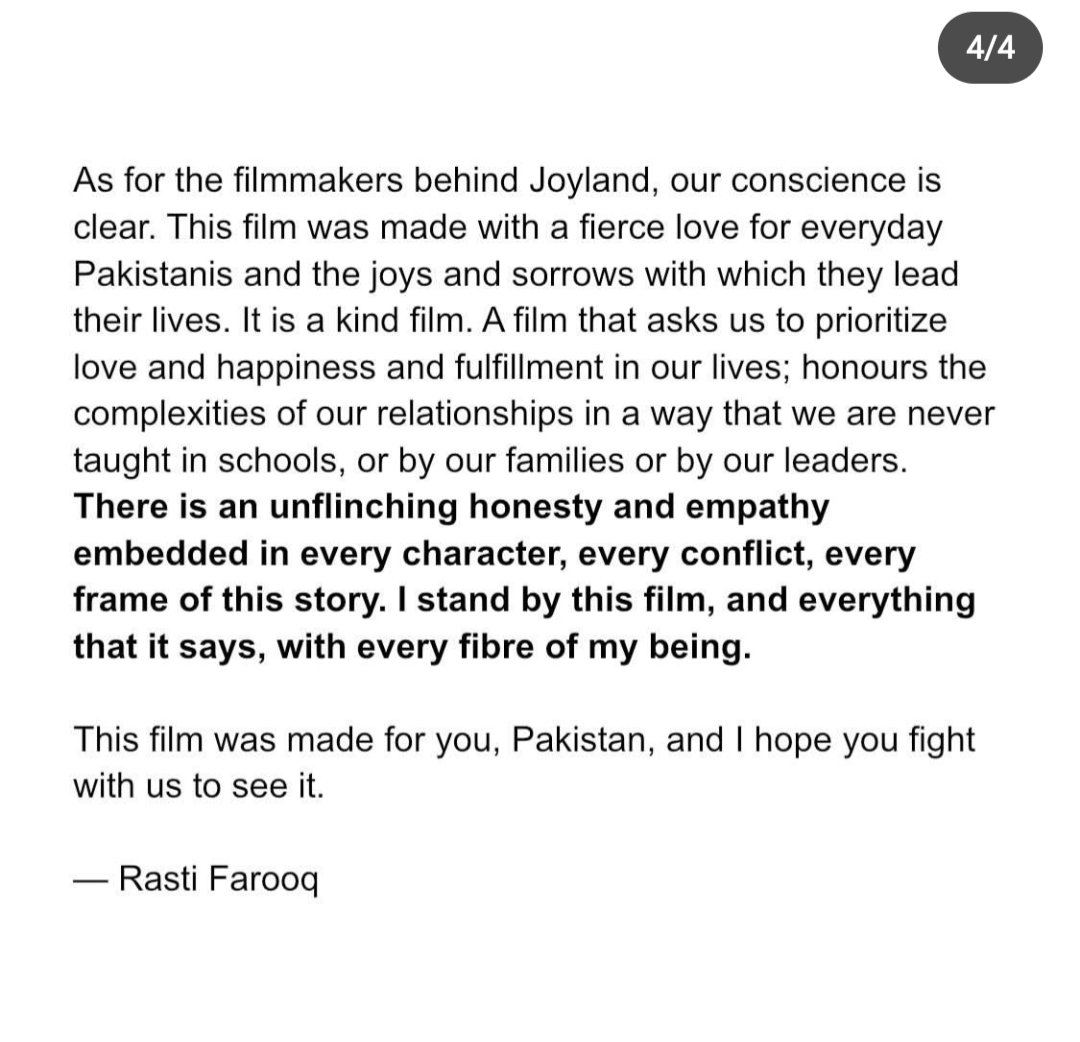 thoraoffbeat's tweet photo. "Yes, the film has a khwajasira character. This is not new for Pakistani film and TV. What is new is that the character is portrayed, for once, with respect and complexity by a member of the community, instead of a man in mock drag."

RASTI FAROOQ SPITTING FACTS. #ReleaseJoyland https://t.co/bsmgp44vqc
