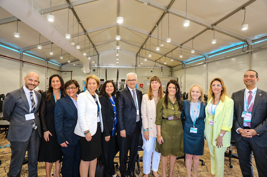 Met w/ <a href="/EBRD/">The EBRD</a> twice today at #COP27, discussing #gender equality  &amp; #climate action, as well as achieving the right nexus between water, food &amp; energy with a focus on water scarcity, where I spoke about #Egypt’s NWFE نُوَفِّـي Program. <a href="/BarbaraRambouse/">Barbara Rambousek</a> <a href="/heikeharmgart/">Heike Harmgart</a> <a href="/OdileRenaud/">Odile Renaud-Basso</a>