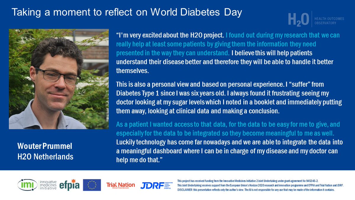 Inspiring words from our colleague, Wouter Prummel, Technology Officer for H2O Netherlands! #WorldDiabetesDay #WorldDiabetesDay2022 #h2o #valuebasedcare