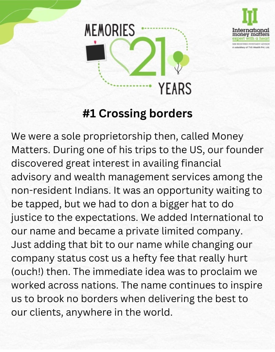 IMMPL's tweet photo. 21 years young,
Countless memories spun.
Here's sharing a special 21 of those,
That have kept us on our toes.
Reminding us of our promise,
That YOU & YOUR GOALS matter the most to us!
#IMMPL #21yearsyoung #financialplanning #financialadvice #memories https://t.co/aNpxbpsNCV