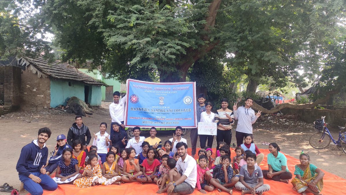 bscnssu2's tweet photo. Celebration of National children's Day by the NSS unit 2 volunteers of Bankura Sammilani college in the adopted village - Patra. #NSSRD #NSSIndia https://t.co/p4tF4yjkk1