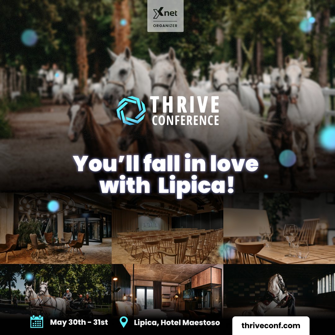 Thrive Conference (@thriveitconf) on Twitter photo Thrive conference will take place from 30 - 31 May in Lipica, in the middle of the peaceful, natural and green environment near Sežana  😍
Early bird tickets 👉 bit.ly/2SLKond  
#Slovenia #ThriveITConf #Admin #Ai #Azure #BI #Case_Study #Cloud #CxO #Data #Development Thrive conference will take place from 30 - 31 May in Lipica, in the middle of the peaceful, natural and green environment near Sežana  😍
Early bird tickets 👉 bit.ly/2SLKond  
#Slovenia #ThriveITConf #Admin #Ai #Azure #BI #Case_Study #Cloud #CxO #Data #Development
