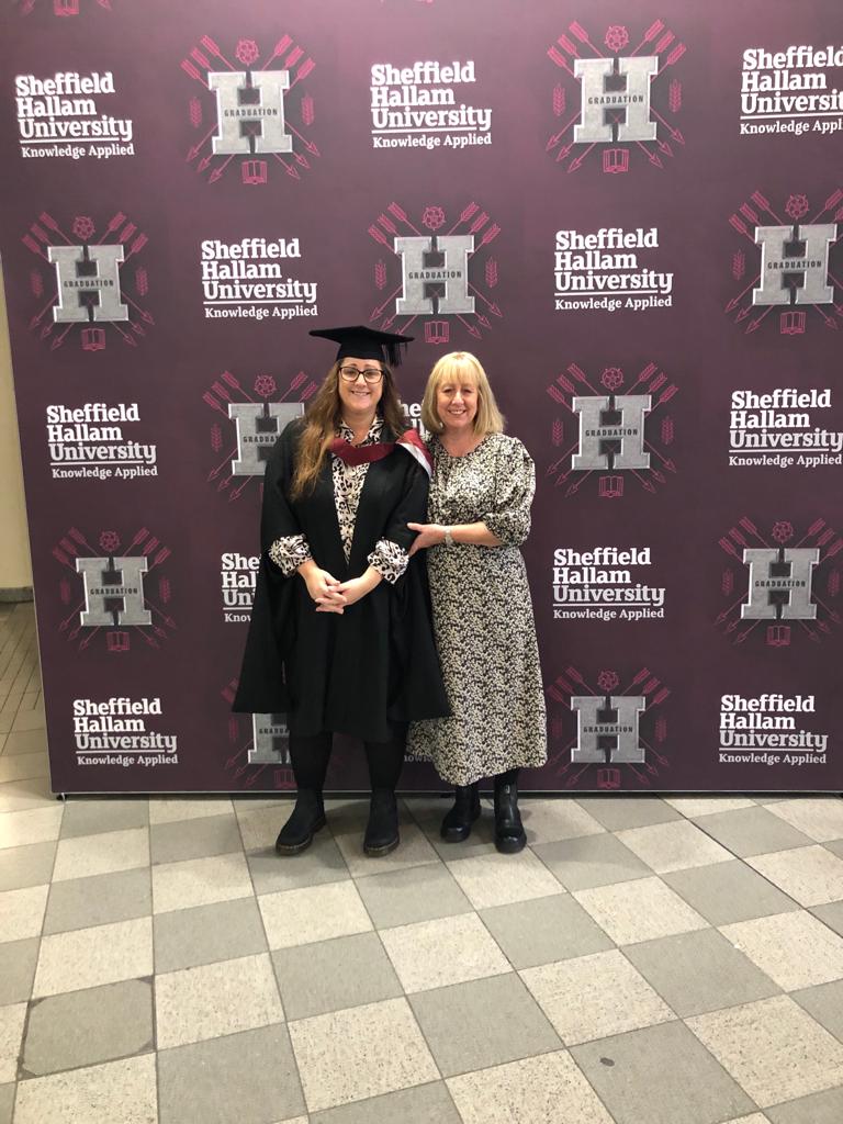 Very proud and thankful to have graduated today thank you to staff at Hallam and Ponds Forge who organised a special seat so I could attend despite being on crutches and thank you to Chesterfield Royal for enabling me to take part on this apprenticeship #graduation2022
