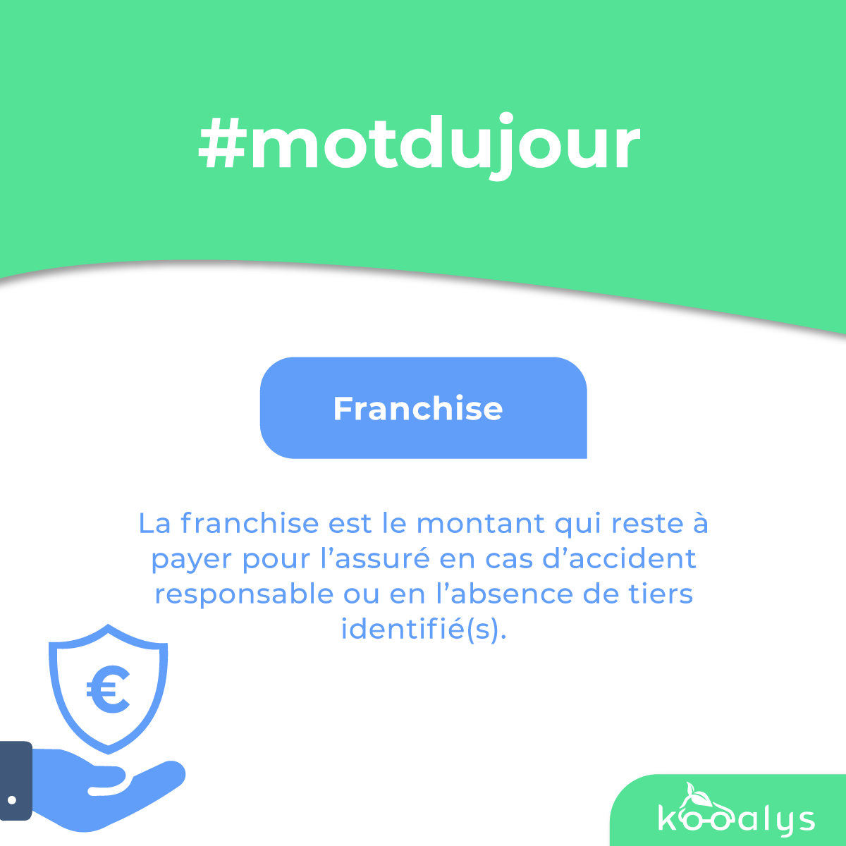 Le mot du jour :Franchise

La #franchise est le montant restant à la charge de l’assuré en cas d’accident. 

En #assurance auto, il existe 3 types de franchises :

La franchise relative
La franchise absolue
La franchise kilométrique

On vous en dit plus ⬇️
bit.ly/3UR8pWm