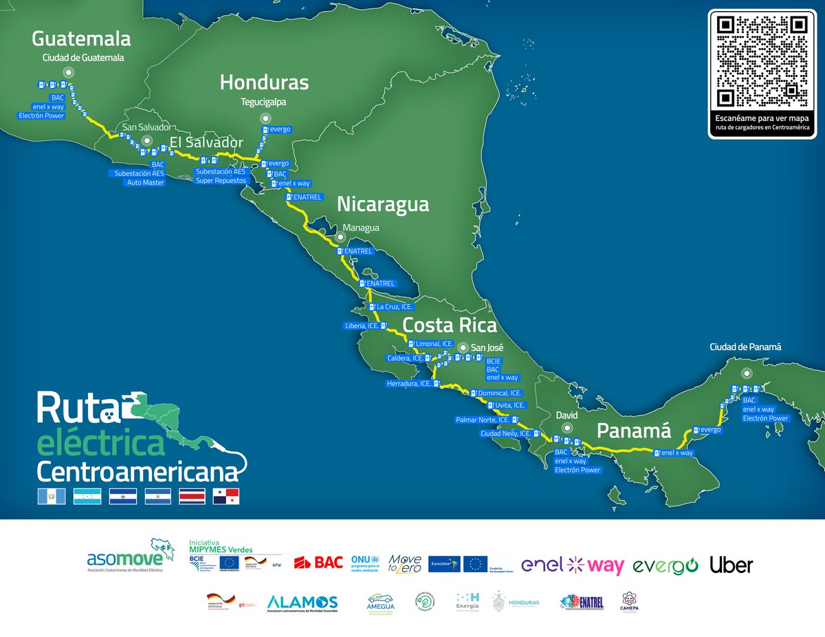 ⚡️🚘🌿 Cruzamos toda Centroamérica en vehículos 100% eléctricos!

Conozca el recorrido de la #RutaEléctricaCentroamericana!
🇬🇹🇸🇻🇭🇳🇳🇮🇨🇷🇵🇦

<a href="/BCIE_Org/">BCIE</a>
<a href="/UECentroamerica/">Unión Europea en Centroamérica</a> @BACCredomaticCR <a href="/Uber/">Uber</a> @enelxway @evergo_emob <a href="/unep_espanol/">Programa ONU Medio Ambiente</a> <a href="/asomoves/">@asomoves</a>
<a href="/amegua_org/">AMEGUA</a> <a href="/SENHnOficial/">Secretaría de Energía de Honduras</a> <a href="/ENATREL1/">Enatrel</a> #CAMEPA