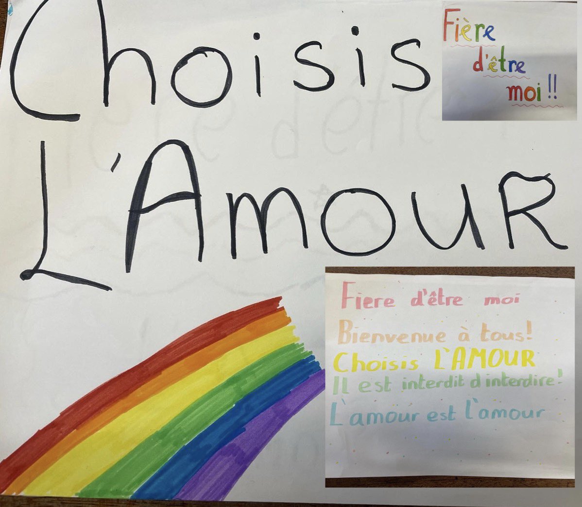 shssclon's tweet photo. Ms Bellโs 1st year French students drew some posters for #StandUpAwarenessWeek22๐ณ๏ธโ๐ #choisislamour #fieredetremoi #bienvenueatous @AIPLF_Ireland ๐ซ๐ท @Belong_To https://t.co/SRPHFFrL1V