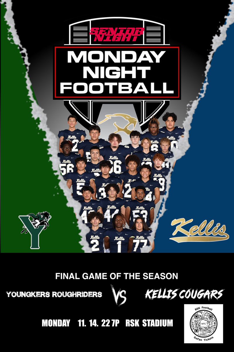 Athletics7676's tweet photo. FINAL GAME OF THE SEASON
We are live streaming today's match check our page below👇👇
📺 Live streaming ►: https://t.co/5VZsu1oVYh
📅 Today,7:00pm , November 14/2022
 #raymondkellis #raymondkellishs #raymondkellishigh #kellis  #kelliscougarsvarsityfootball🏈 #youngkerroughriders https://t.co/uUbVCjra54
