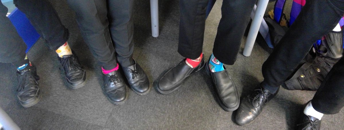10P2 showing their support today for #antibullying and #oddsocksday <a href="/KBuccleuchA/">KBA</a> #KBAhousechampionship. Super socks and super students.