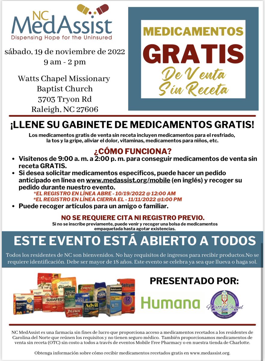 laraven8's tweet image. 🚨Flu,COVID-19, and cold season is upon us. Take advantage of the FREE otc medicine give away. @CMMSCougars