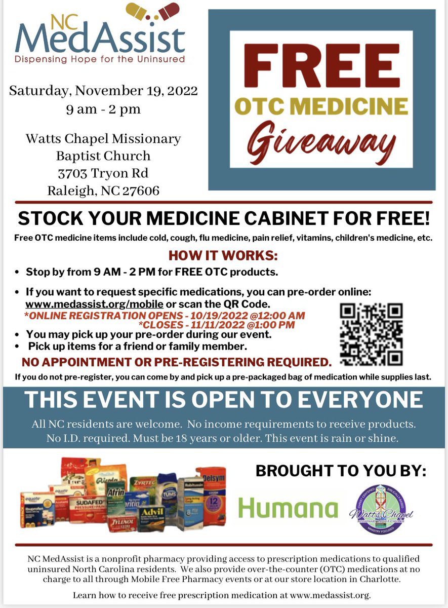 laraven8's tweet image. 🚨Flu,COVID-19, and cold season is upon us. Take advantage of the FREE otc medicine give away. @CMMSCougars