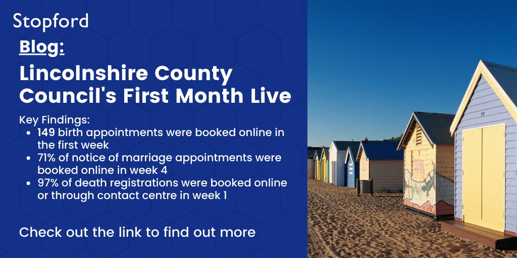 Having launched online booking for births, deaths and notices with Lincolnshire's residents, we've worked closely with the team at <a href="/LincolnshireCC/">Lincolnshire County Council</a> to document their first month live.

Check out our full study:
stopford.com/case-study/lin…

#registrationservice #registrars