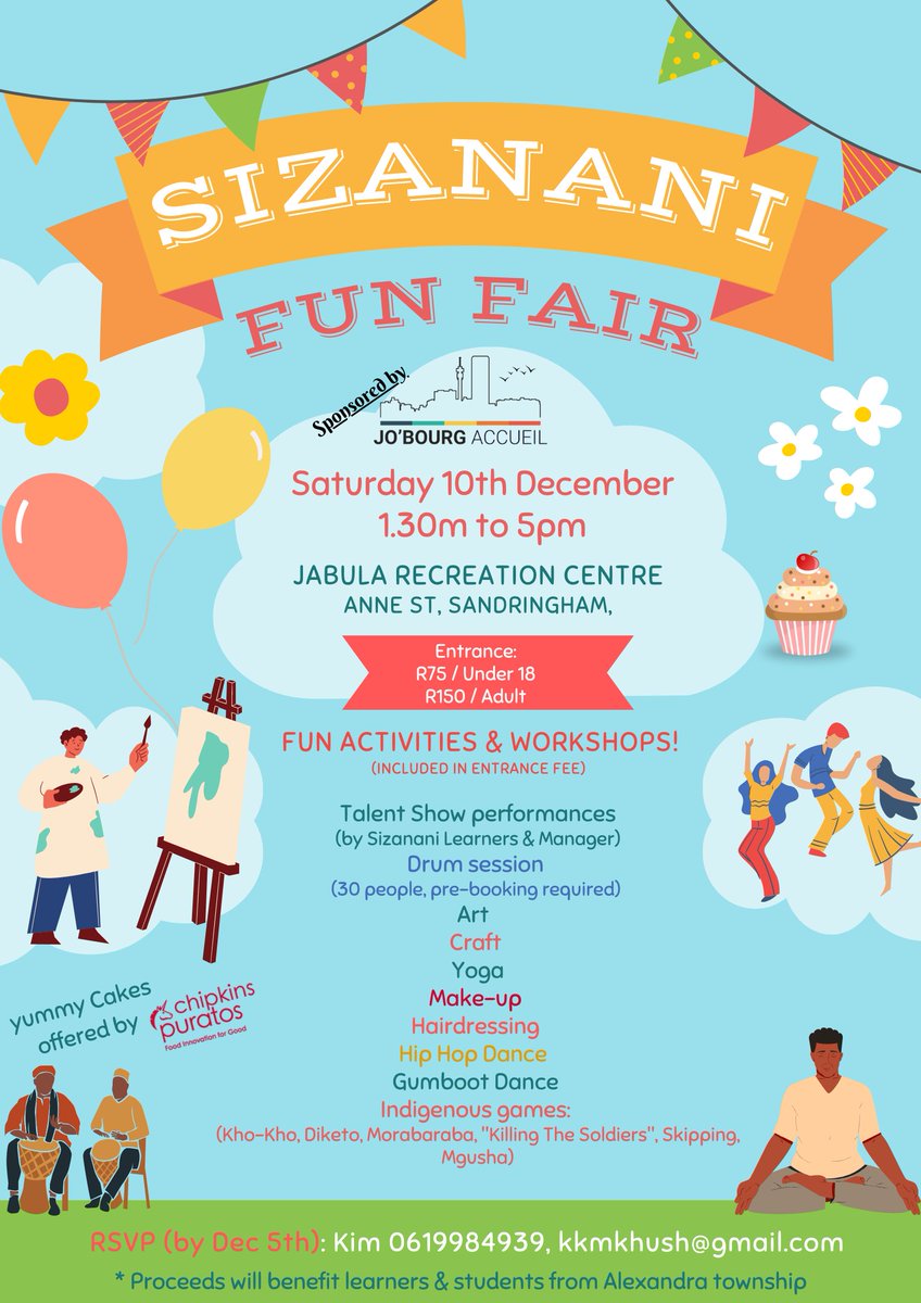 Sizanani Mentorship Programme (@sizananimentor1) on Twitter photo Our end-of-year Fun Fair is open to all! Book your spot using the details on the flyer 😁 Our end-of-year Fun Fair is open to all! Book your spot using the details on the flyer 😁