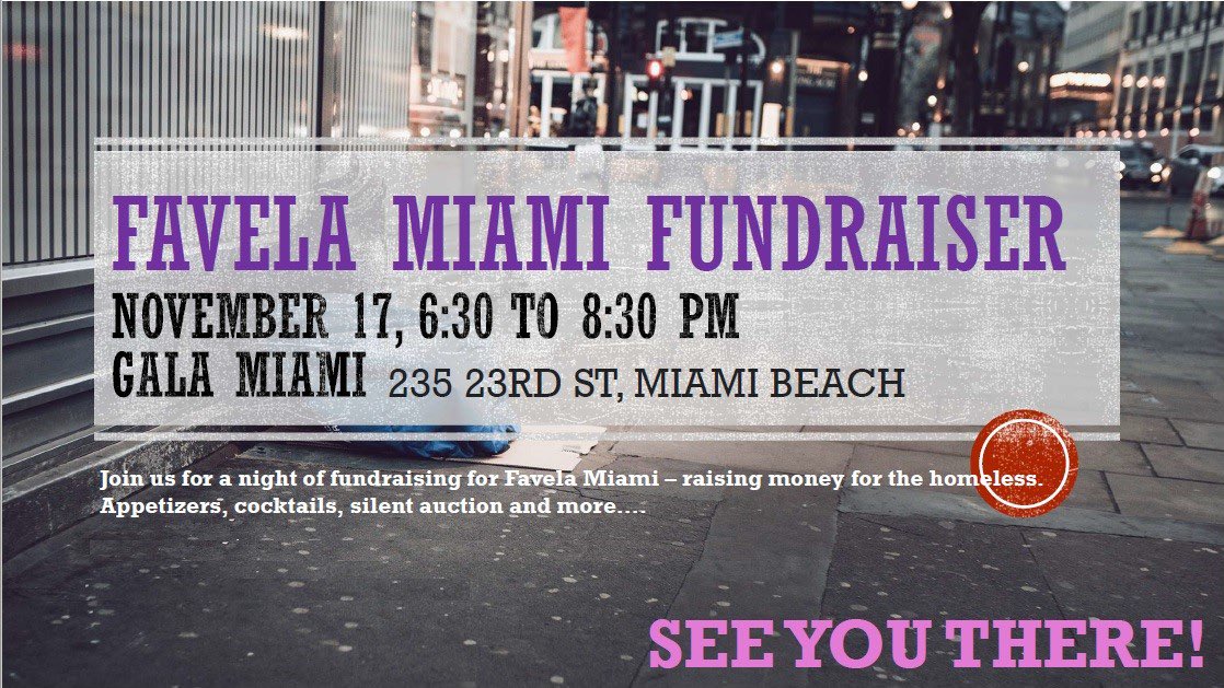 MichaelGongora's tweet photo. Those of you who know Valerie Navarrete know she is always there for her friends. Let’s be there for @ValSoBe and support Favela Miami this Thursday 11/17 at GALA Miami for a fundraiser starting at 6:30pm.  Click the link to buy tickets - https://t.co/UniOXAMFEG https://t.co/K91XV5eBm3