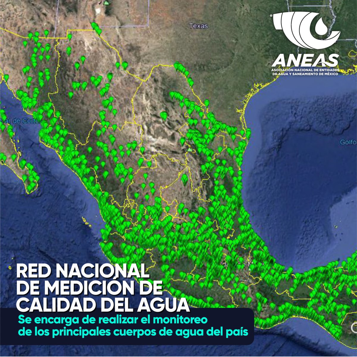 En 2021 se reportaron 2,050 sitios de monitoreo de calidad del agua 💦 operados por la #Conagua en México.

#ANEAS #CulturaDelAgua