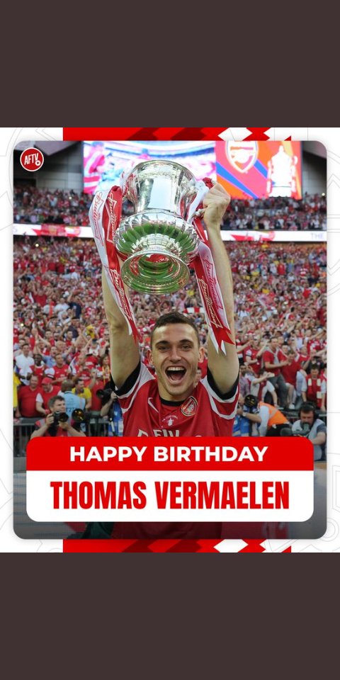 Wishing former Arsenal skipper, Thomas Vermaelen a very happy birthday.    