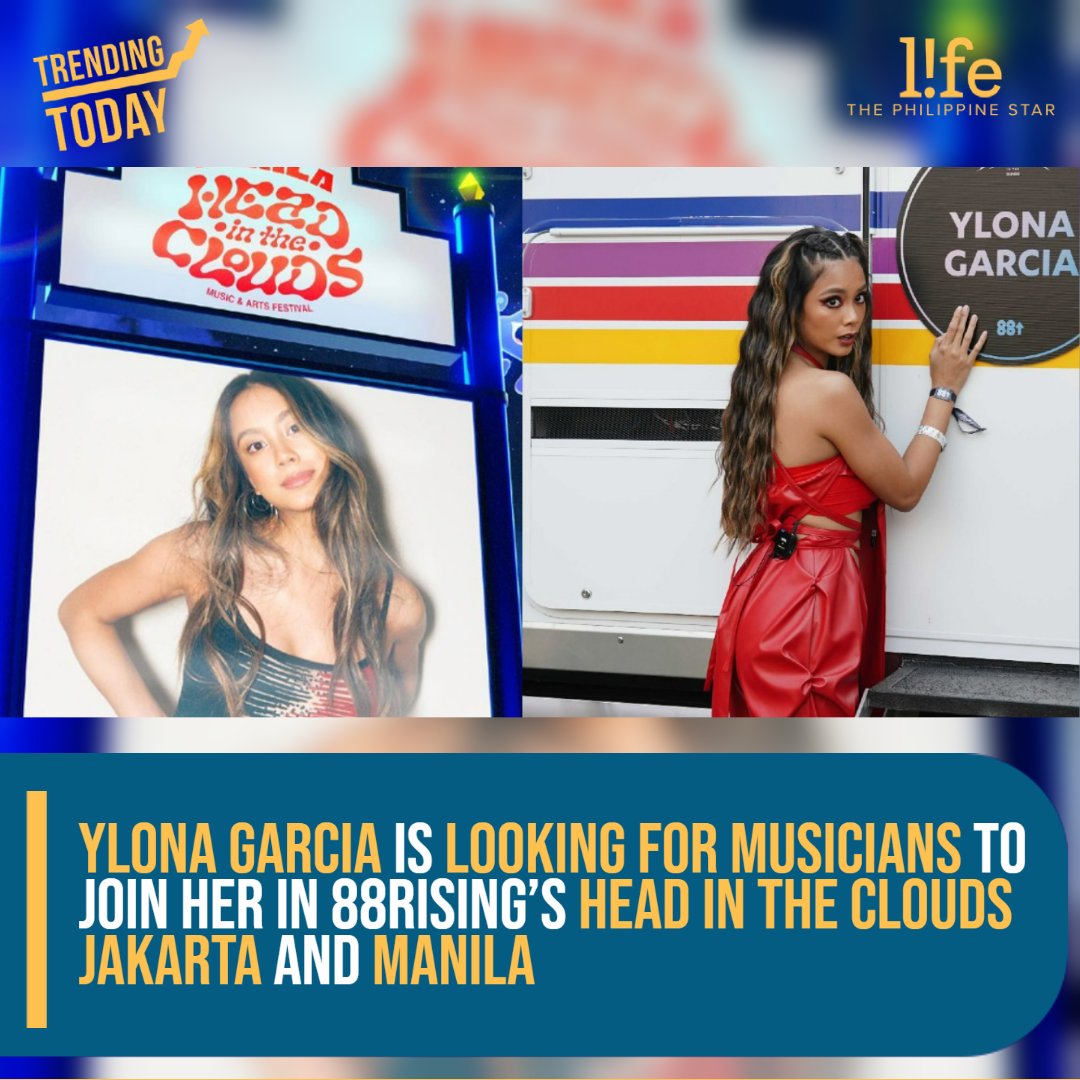 philstarlife's tweet photo. CALLING ALL MUSICIANS! 🎵

Ylona Garcia took to Facebook to look for a drummer, guitarist, and background vocalist among her fans to join her at Head in the Clouds Jakarta and Manila. Know more details at https://t.co/ysJ8GJX7tS https://t.co/OL6hVKsxPr