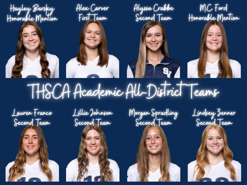Not only are they good volleyball players, but they’re smart, too!! Congrats to these seniors named to the THSCA All-District Teams! You represent SV so well! #svvb2022