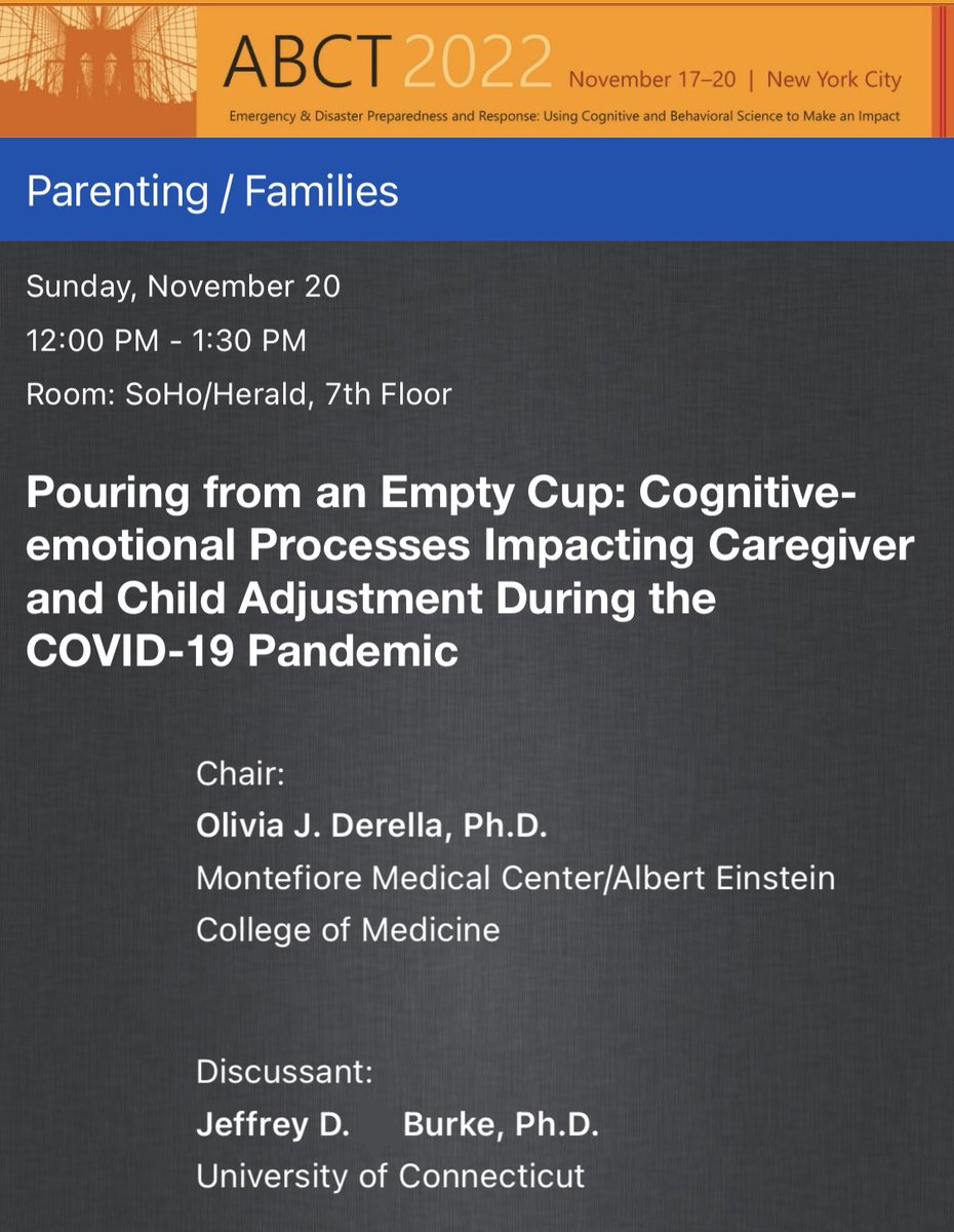 Olivia Derella, PhD (@drderella) on Twitter photo If you work with youth and families and are attending #ABCT2022, please add our Sunday 12pm symposium (feat. <a href="/JeffreyBurkePhD/">Jeffrey D. Burke, PhD</a> <a href="/damiongrasso/">Damion J. Grasso</a> and other wonderful clinician researchers) to your conference calendar! <a href="/ABCTPFSIG/">ABCT Parenting and Families SIG</a> <a href="/ABCTNOW/">Association for Behavioral and Cognitive Therapies</a> If you work with youth and families and are attending #ABCT2022, please add our Sunday 12pm symposium (feat. <a href="/JeffreyBurkePhD/">Jeffrey D. Burke, PhD</a> <a href="/damiongrasso/">Damion J. Grasso</a> and other wonderful clinician researchers) to your conference calendar! <a href="/ABCTPFSIG/">ABCT Parenting and Families SIG</a> <a href="/ABCTNOW/">Association for Behavioral and Cognitive Therapies</a>