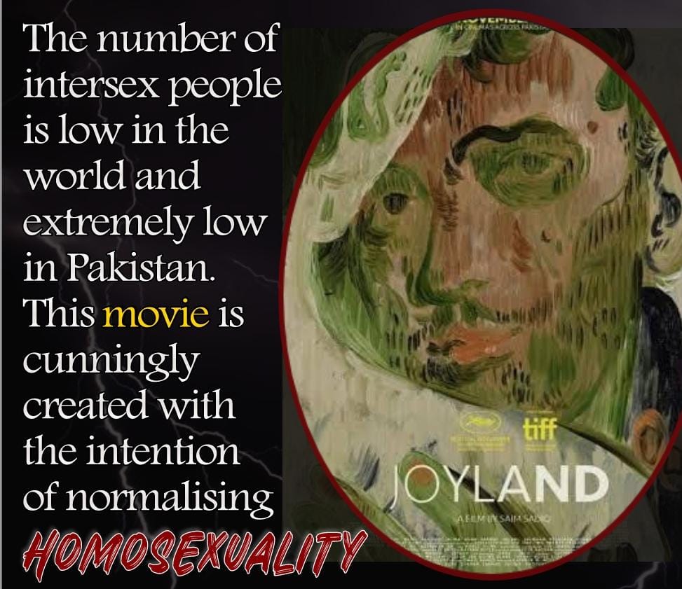 KiranWaseem9's tweet photo. #BanJoyland 
The real issue of this film is the promotion of LGBT agenda. Not about the real problems of intersex but gender transformation, a male who transformed as female marry to a male, Isn't it homosexuality adversely??
Where is the common sense of liberals. https://t.co/EXMYSJmv0P