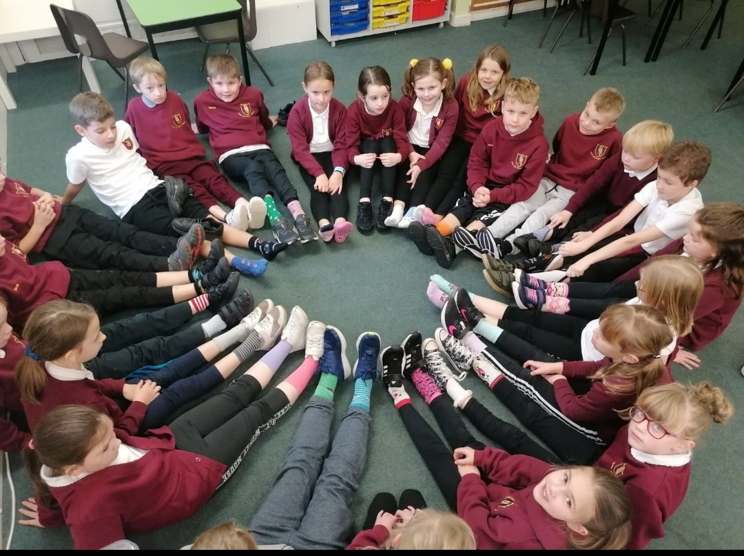 CymerPrimary's tweet photo. Odd socks to kick start antibullying week today. #alldifferent #CAPChestnut https://t.co/T5qSrYJ8Ka
