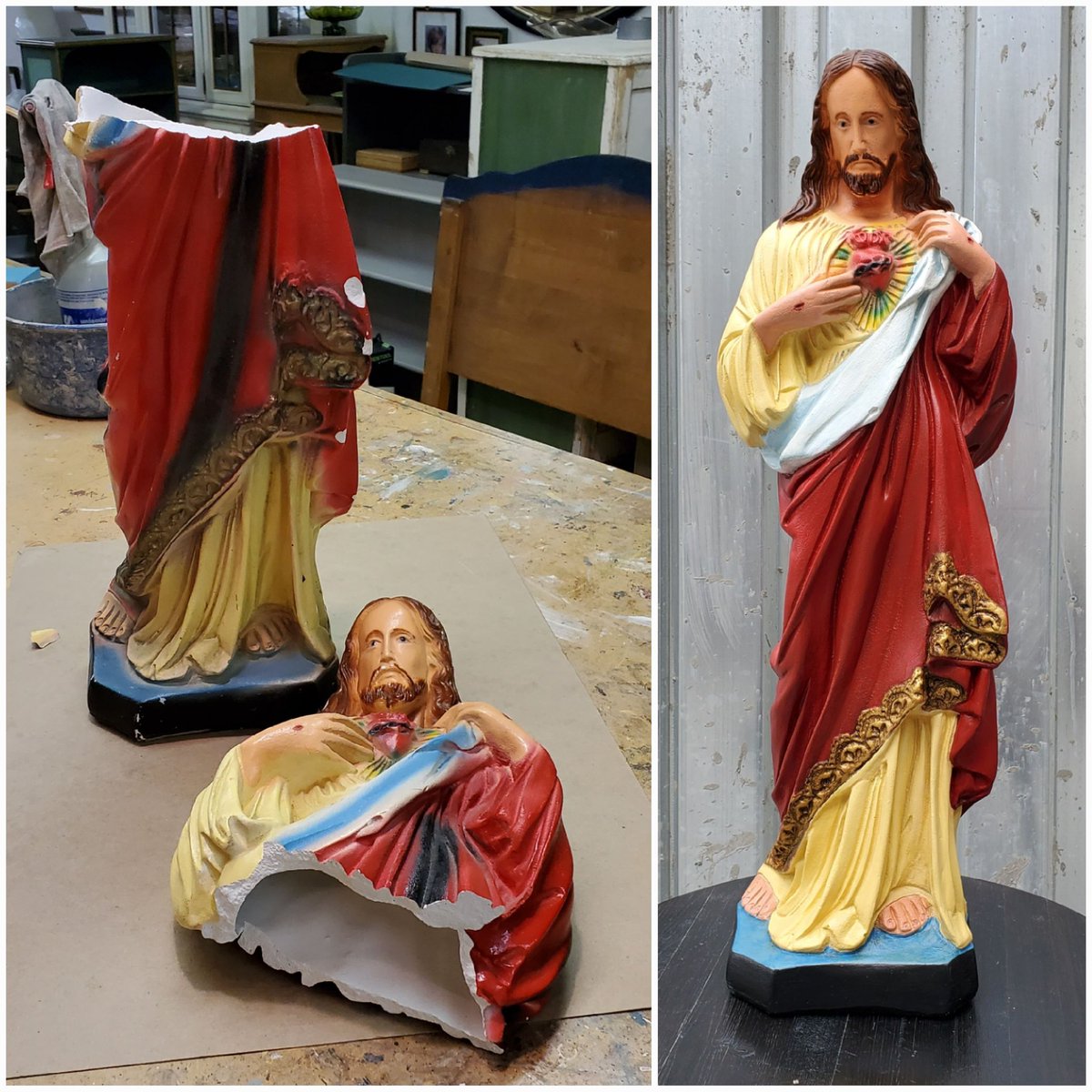 LaPorteVintage's tweet photo. Fixing things.
Before & after #statuerestoration.
Back in business. https://t.co/hEfeIXTysi