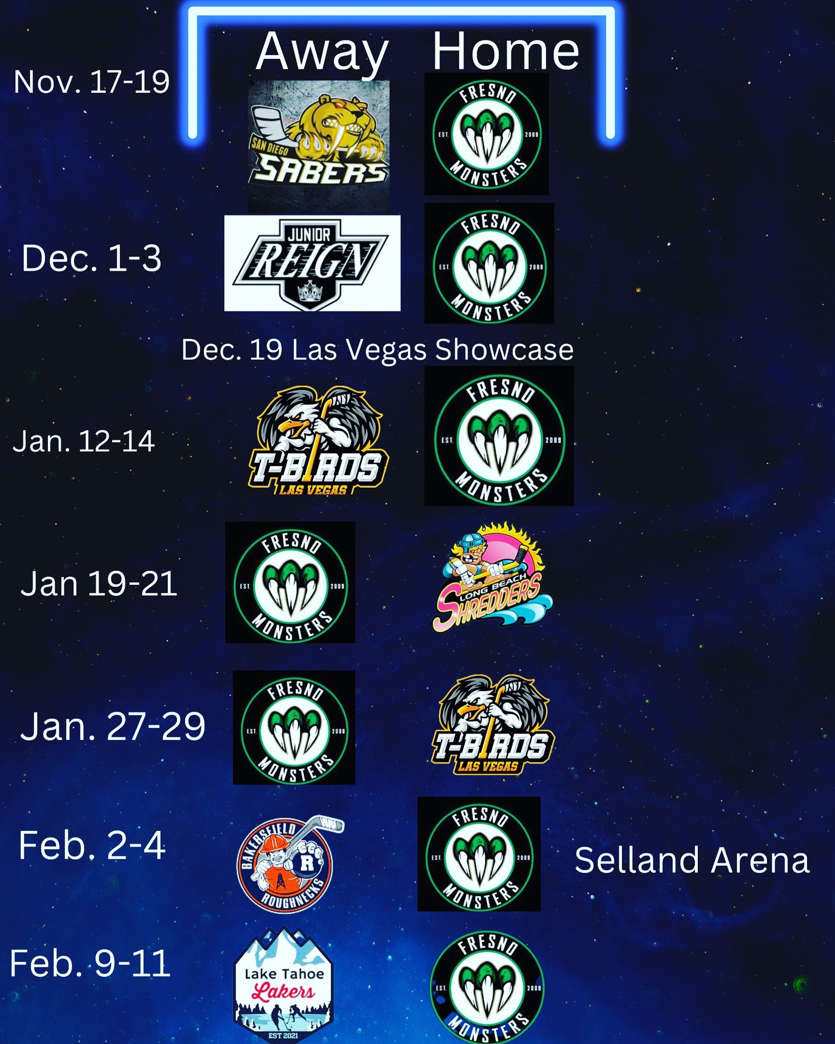 Fresno Monsters on Twitter "Fresno Monsters Schedule Does not include