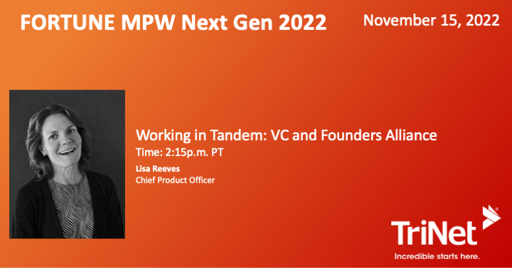 TriNet's tweet photo. We are proud to be participating tomorrow in the @FortuneMPW summit. TriNet Chief Product Officer Lisa Reeves will be speaking on the alliance between VCs and entrepreneurs.  https://t.co/fdJFofbU38
#MPWNextGen #FortuneMPWNextGen #FortuneMagazine https://t.co/3hmSGpxVml