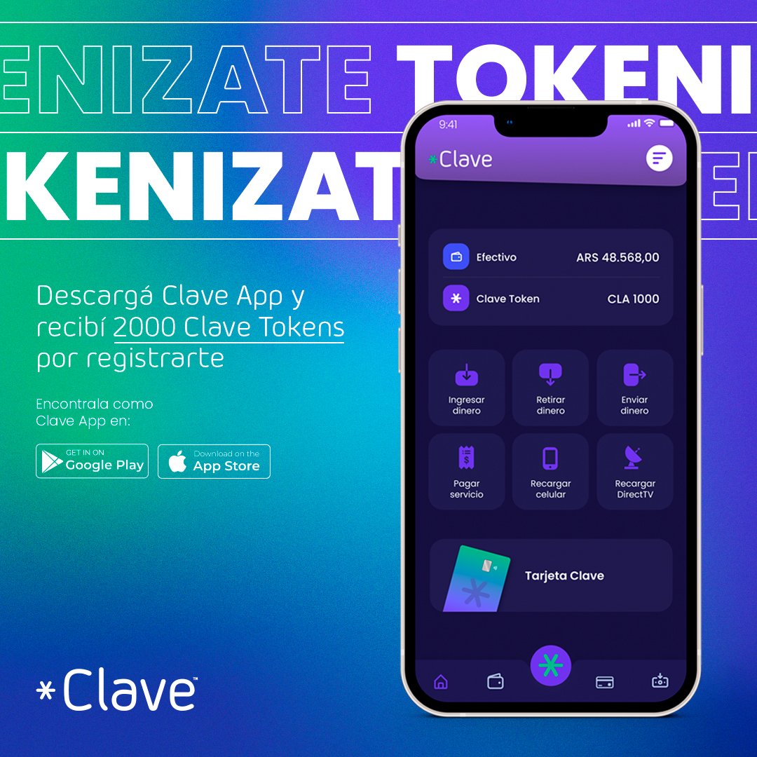 clave_ecosystem's tweet image. Ya descargaste Clave App? Hay un montón de maneras de sumar Tokens como recompensa por el uso de los servicios de la App!
¡Empezá a ganar!

#Clave #ElFuturoesClave #ComunidadClave #ClaveApp #Billeteravirtual #Blockchain #EcosistemaFinanciero #Fintech #Tokenizate