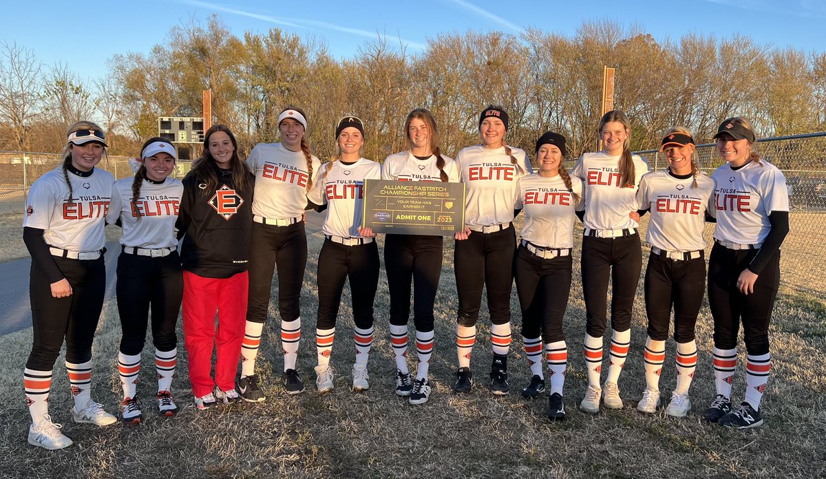 Tulsa Elite 2024 National (@te2024_national) on Twitter photo ICYMI: California ☀️ here we come!! We punched our 🎟️ to <a href="/thealliancefp/">The Alliance Fastpitch</a> Championships in Chino Hills for summer ‘23! We’re so excited to put in the work and hit the fields in just a few short months. #alwayselite #AFCS 🧡🥎🖤
<a href="/TulsaEliteSB/">Tulsa Elite Softball</a> <a href="/SoftballConnect/">Annetta Viviani🌩</a> <a href="/ExtraInningSB/">EXTRA INNING SOFTBALL</a> ICYMI: California ☀️ here we come!! We punched our 🎟️ to <a href="/thealliancefp/">The Alliance Fastpitch</a> Championships in Chino Hills for summer ‘23! We’re so excited to put in the work and hit the fields in just a few short months. #alwayselite #AFCS 🧡🥎🖤
<a href="/TulsaEliteSB/">Tulsa Elite Softball</a> <a href="/SoftballConnect/">Annetta Viviani🌩</a> <a href="/ExtraInningSB/">EXTRA INNING SOFTBALL</a>