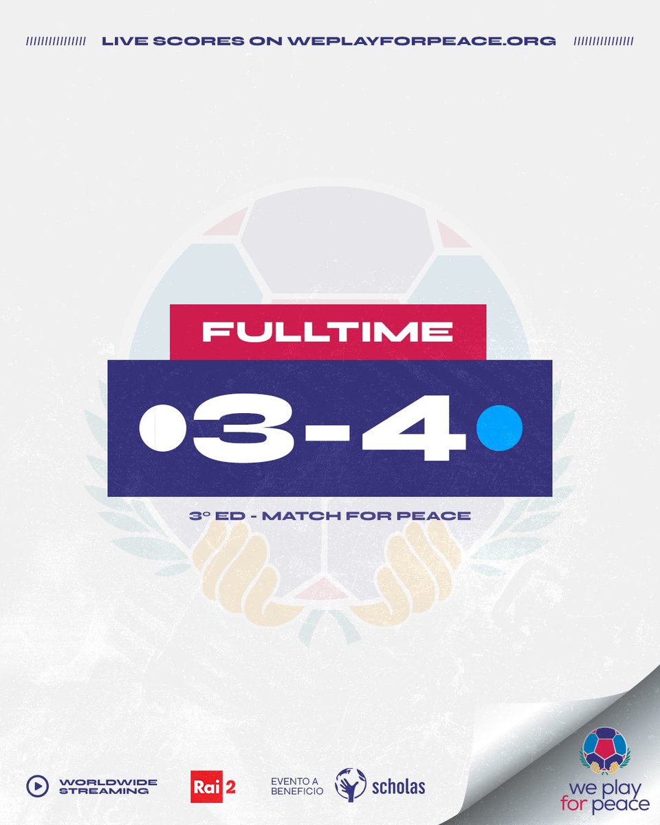 La partita per la Pace è volta al termine, con il vantaggio della squadra Azzurra, ma ricordiamo che i giocatori hanno avuto un solo obiettivo, giocare per la pace per cui si è tutti vincenti 💙🤍

#weplayforpeace