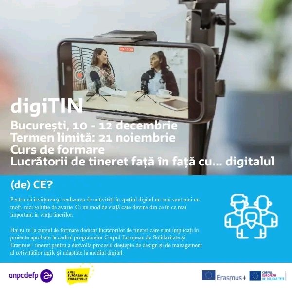 Mai ai o săptămână să te înscrii! 
erasmusplus.ro/evenimente-det…
Pentru că digital nu este doar online. Așa că noi dăm casă, masă și program de formare foarte tare!!!
Înscriere - te!!! 

#AnulEuropeanAlTineretului #digiTIN #CorpulEuropeandeSolidaritate #ErasmusPlus #AmbasadorErasmus
