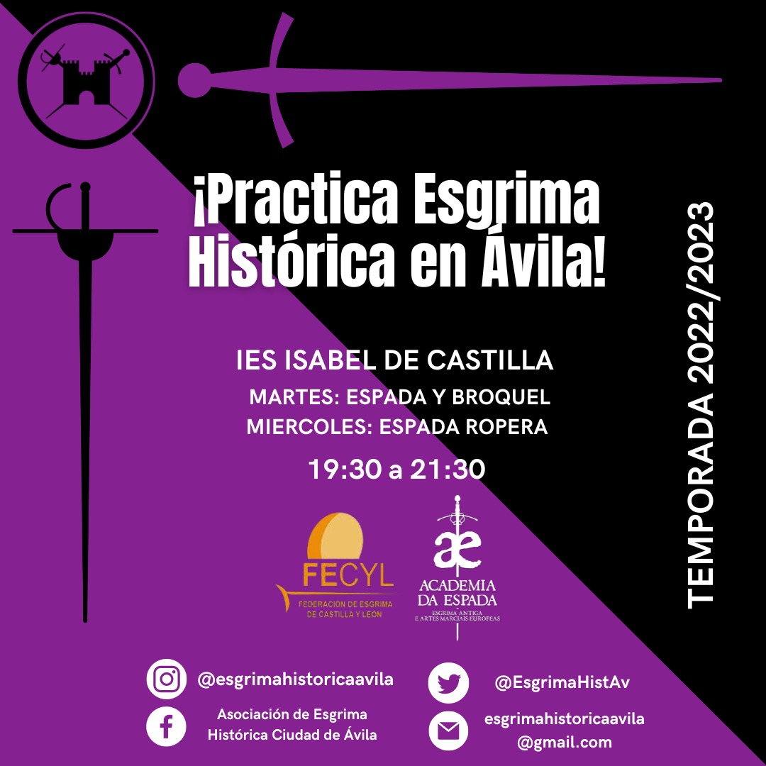 EsgrimaHistAv's tweet photo. ¡HORARIOS Y CLASES DEFINITIVAS!
Practica esgrima histórica en un ambiente sano y divertido ⚔️

Contacta y únete🤺💜

#EsgrimaHistórica #EsgrimaHistóricaÁvila #ArtesMarcialesHistóricasEuropeas #HEMA #HistoricalFencing #EspadaYBroquel #EspadaRopera #VerdaderaDestreza https://t.co/vEoezQq0xY