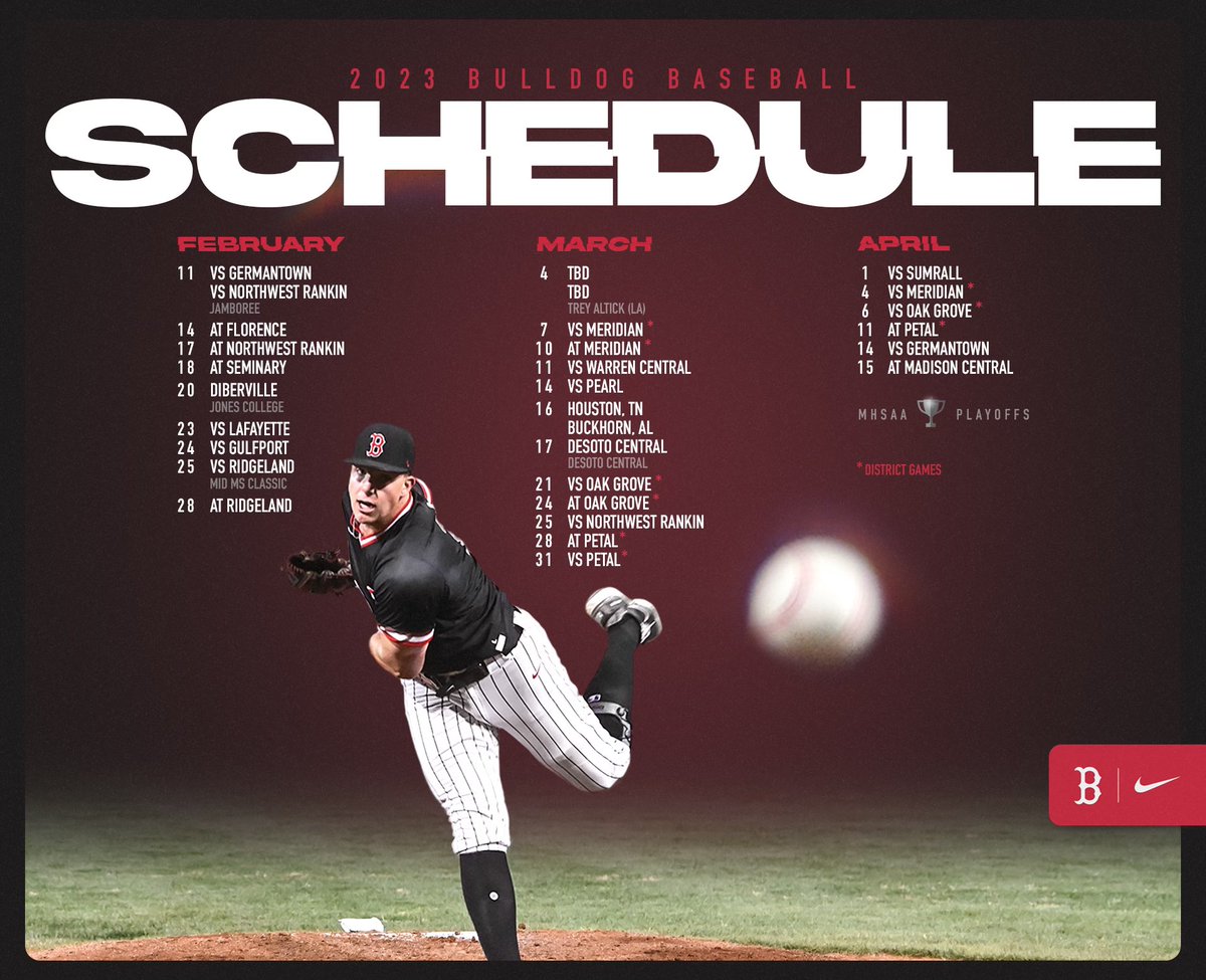 Brandon Bulldog Baseball (@brandonbulldog2) on Twitter photo Here it is…2023 Bulldog Baseball Schedule…Mark your calendars! <a href="/bshields0244/">Brandon Shields</a> <a href="/BulldogsBHS/">Brandon High School</a> <a href="/BrandonBulldogs/">Brandon Bulldog Athletics</a> #bulldogbaseball #finishthegame #boe Here it is…2023 Bulldog Baseball Schedule…Mark your calendars! <a href="/bshields0244/">Brandon Shields</a> <a href="/BulldogsBHS/">Brandon High School</a> <a href="/BrandonBulldogs/">Brandon Bulldog Athletics</a> #bulldogbaseball #finishthegame #boe