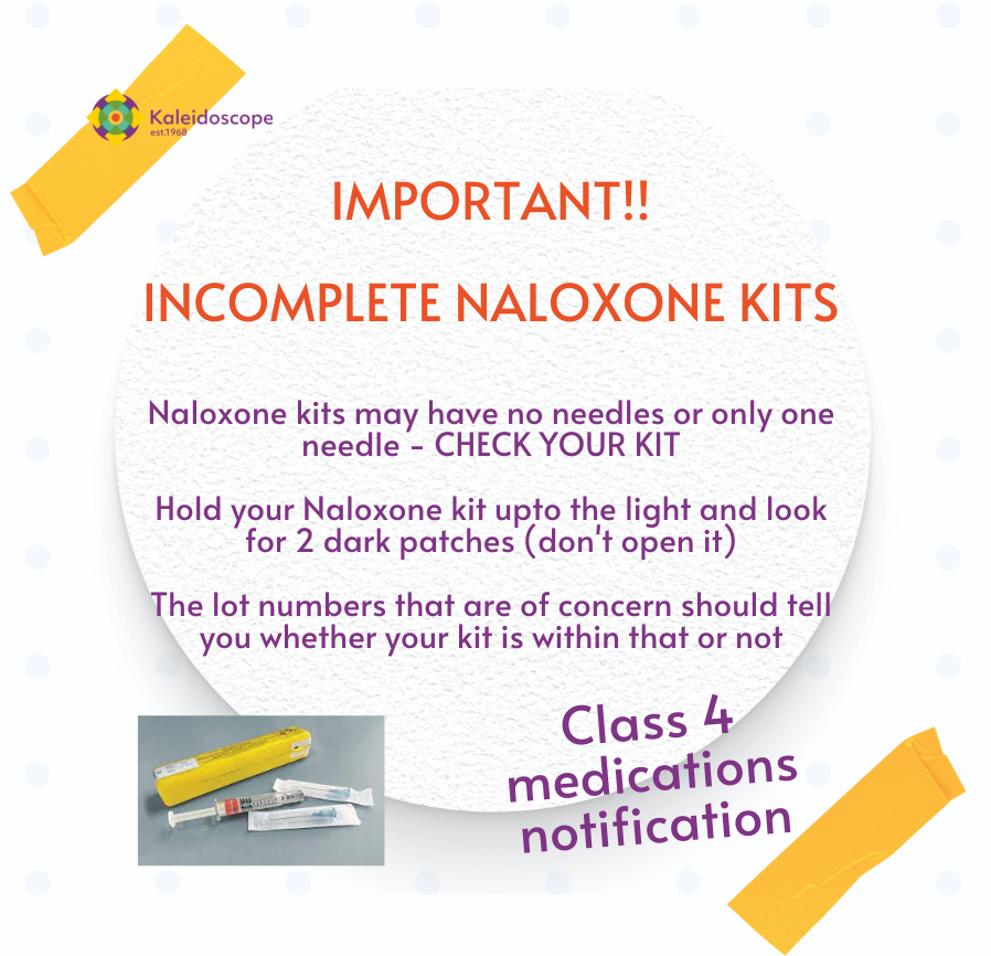 Kaleidoscope68's tweet photo. IMPORTANT - Incomplete Naloxone Kits ‼️‼️
Some kits may have no or one needle , check your kits by holding it up to a light source. DO NOT OPEN YOUR NALOXONE KIT. These lot numbers are of concern. Send back to your supplier if concerned #naloxone #checkyourkit https://t.co/PvOMq2ac6u