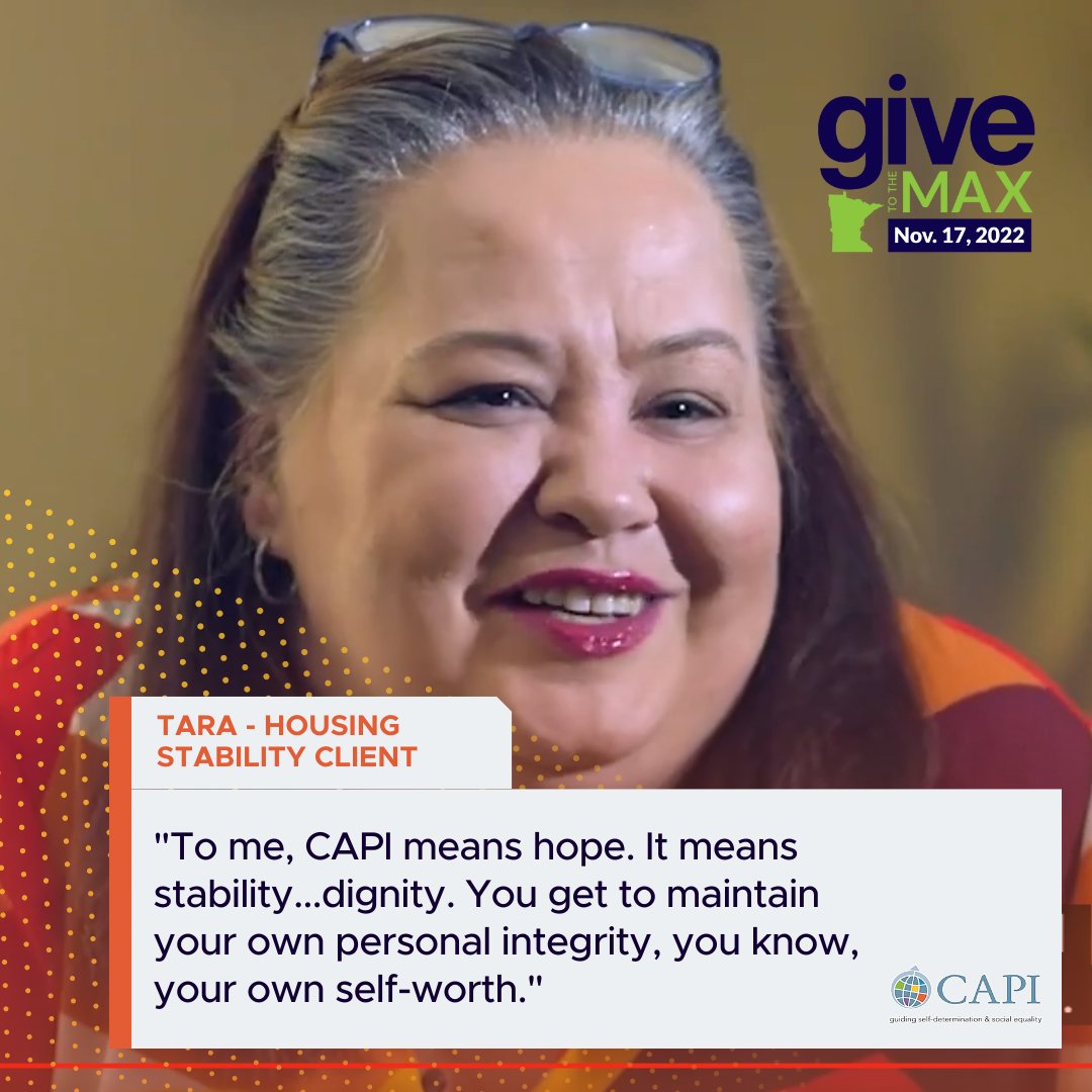 CAPIUSA1982's tweet image. When Tara came to CAPI, she was in danger of losing her home. Through CAPI&apos;s Housing Stability Services, Tara was able to keep her home and felt valued throughout the process. 

Your gift to CAPI has the power to make an impact for years to come:
givemn.org/organization/C…

#GTMD22