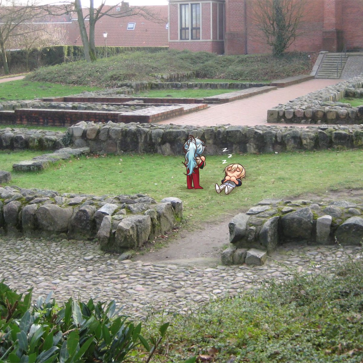 dailywataei's tweet photo. where is wataei today? chilling at the monastery rosefield! he is sleeping
(submitted by @cIockmaker - 🍵)

#あんスタ #enstars #ensemblestars #渉英 https://t.co/ZYey9sS7Wk