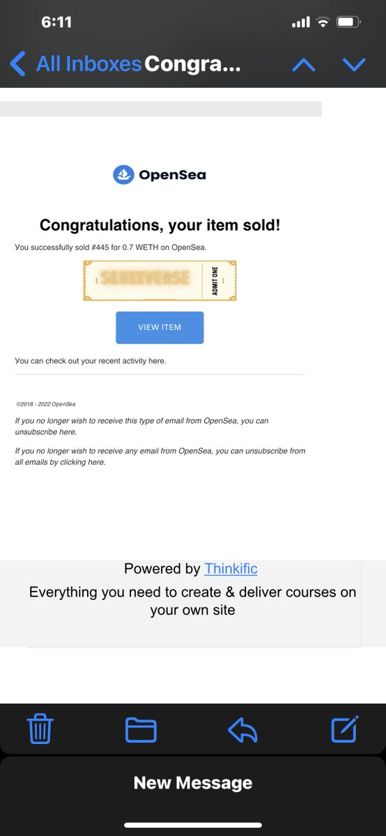 SweetoothDragon's tweet photo. ⚠️ SCAM ALERT! OPENSEA FAKE EMAIL
Remember that #Opensea havent your email so this is SCAM EMAIL. NOT INTERACTIVE.
@BAPScamSquad @BullsApesProj #BAPhelping #Scamalert #OpenseaScam #scam2022 #scammer #Securitytip #web3 #web3tip #nftscam @niftyclub_ #BAP #BAPStampede #BAPcommunity https://t.co/0242Gdftjl
