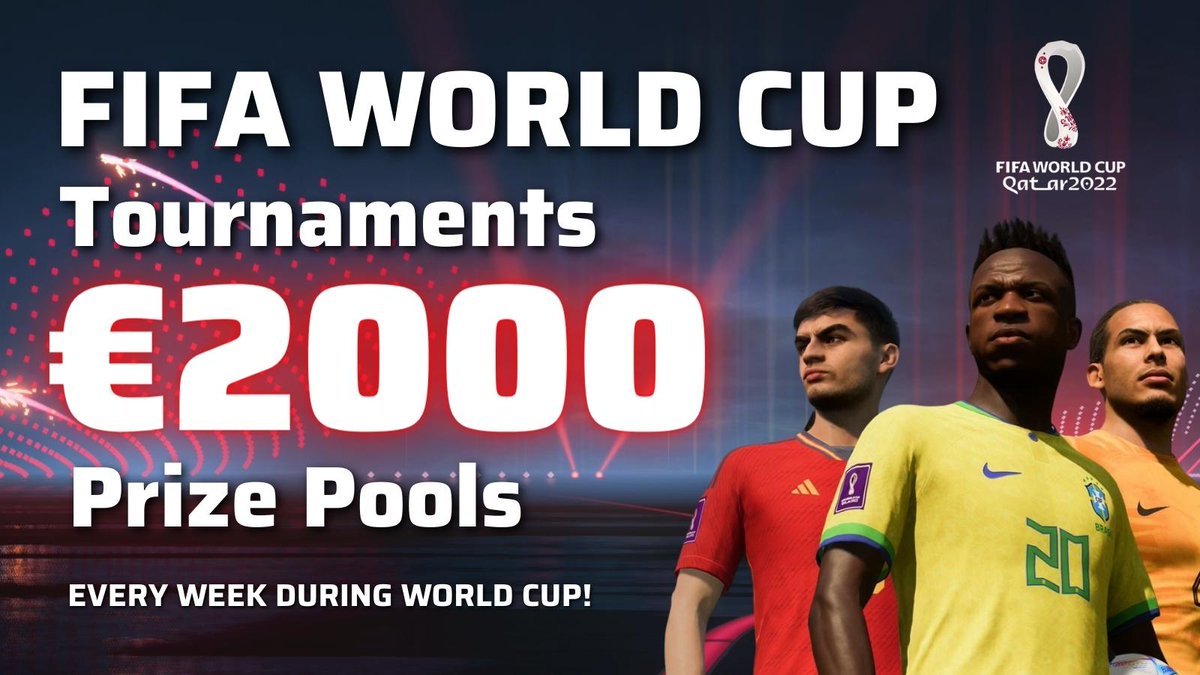 Every week during the FIFA World Cup 22 we'll be hosting a new tournament with a €2000 prize pool!

Register and join now! 👉 bit.ly/PlayGameChampi…