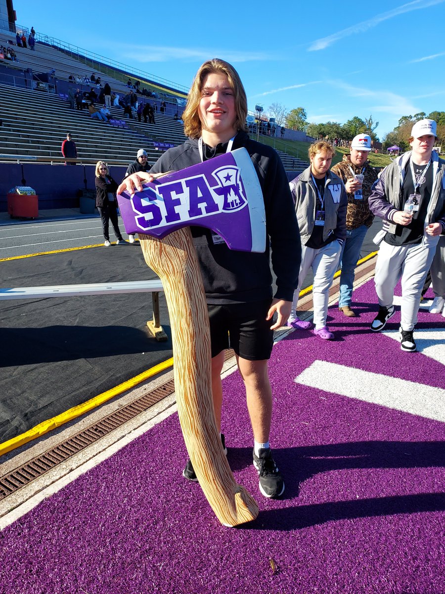 GunnerJohn05's tweet photo. A big thank you to @CoachFaske @Coach_RogersSFA @CoachCarthel @SFA_Football for the invite this past Saturday. Honored to attend. Hospitality was amazing.
Looking forward to where this leads.
@MarcusFootball @RecruitMarcusFB  @atkinson_kevin 
 #AxeEm #ProtectTheM https://t.co/BhAC721B3S