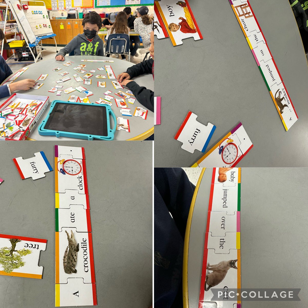 pena_malorie's tweet photo. Our 3rd graders using their creative minds to make silly sentences. 🤝 #dyslexia #mcallen #warriors112 https://t.co/NHfZlz33ux