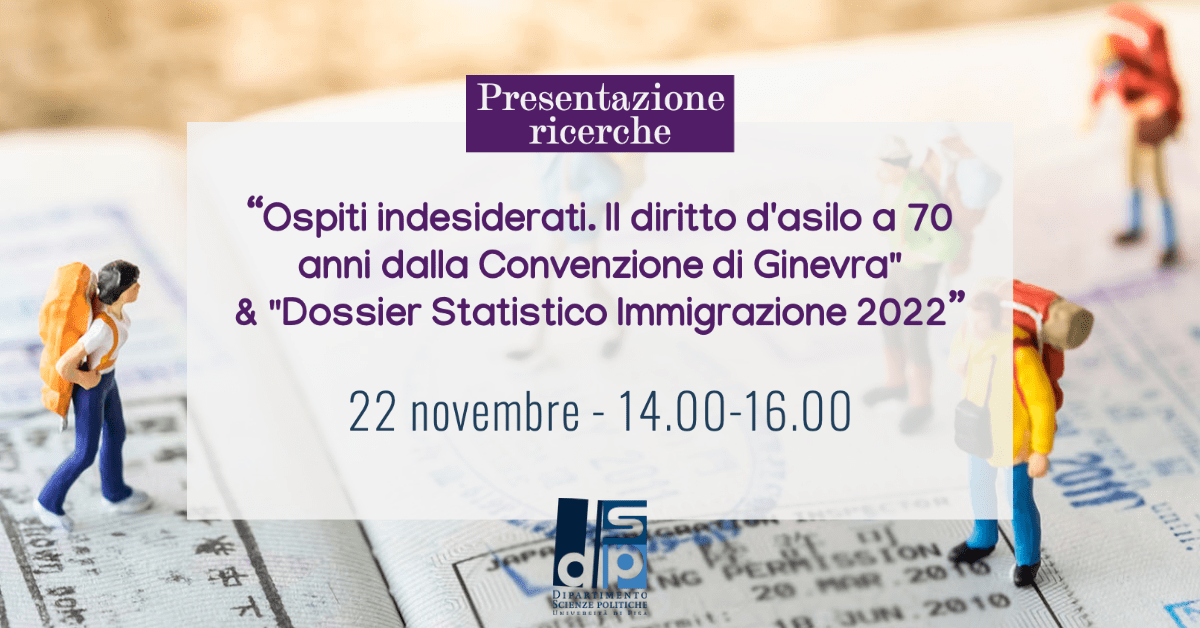 DspUnipi's tweet photo. Presentazione ricerche: "Ospiti indesiderati" &amp; "Dossier Statistico Immigrazione 2022" - 22 novembre 2022
https://t.co/1s0QhDAYsQ https://t.co/NLCG2Xr1Mp