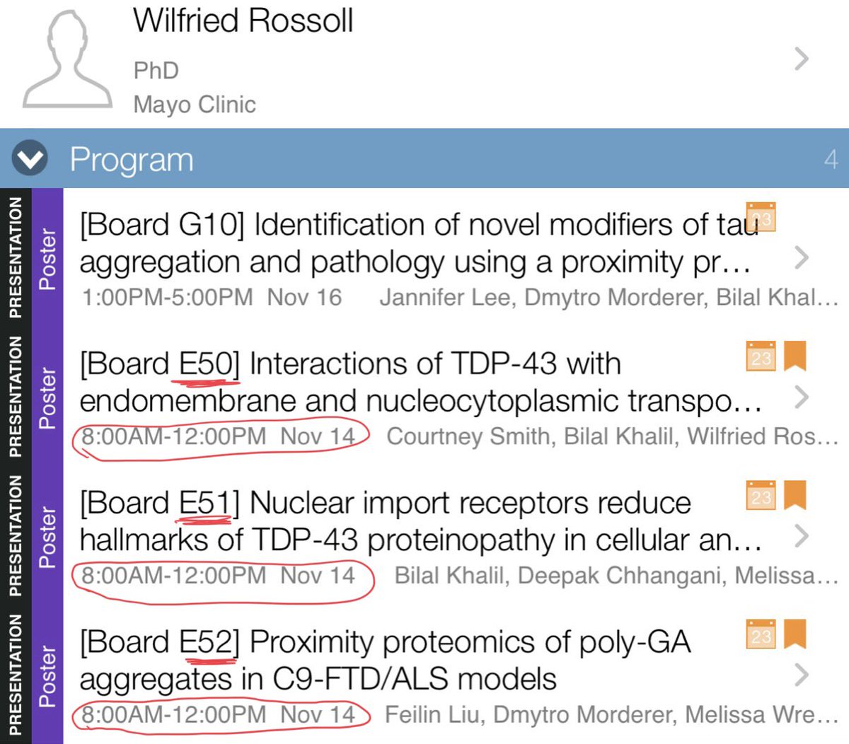 Come visit our lab’s posters at #SFN2022 this morning and Wednesday afternoon! Today’s posters on ALS/FTD are conveniently located next to each other @ E50, E51, and E52. #ALS #FTD #proteomics