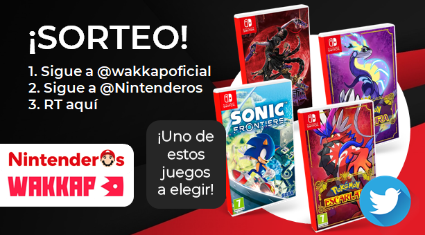 ¡Sorteamos un juego físico de Nintendo Switch a elegir entre Pokémon Escarlata, Pokémon Púrpura, Bayonetta 3 o Sonic Frontiers! 1⃣ Sigue a @wakkapoficial 2⃣ Síguenos (@Nintenderos) 3⃣ RT aquí ¡Suerte! - nintenderos.com/2022/11/sortea…