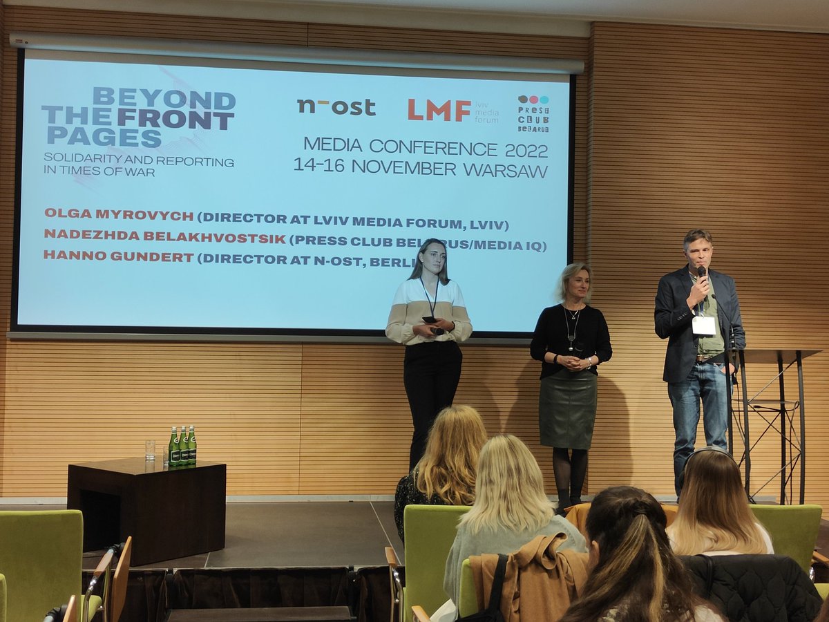 The media conference #BeyondtheFrontPages is officially opened with words of welcome by n-ost director Hanno Gundert. 
In cooperation with our partners <a href="/LvivMediaForum/">Lviv Media Forum</a> and <a href="/pressclubby/">Press Club Belarus</a>