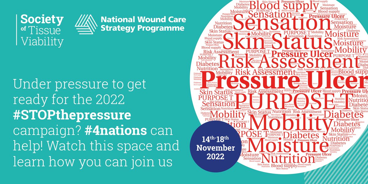 Join the #4nations #STOPthepressure campaign and help to create a significant culture shift and eliminate avoidable pressure ulcers in all health and care settings. Find out more:  societyoftissueviability.org/community/stop… @NatWoundStrat