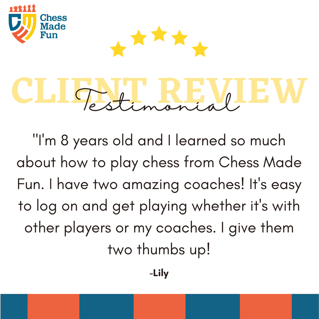 ChessMadeFun's tweet photo. Thanks for the amazing review, Lily! It's customers like you that keep us going!
.
.
.
#ChessMadeFun #chess #chessplayer #chesscoach #chessgame #virtualchess #chesspuzzles #learnchess #playchess #onlinechess #chessclub https://t.co/witqH30u3v