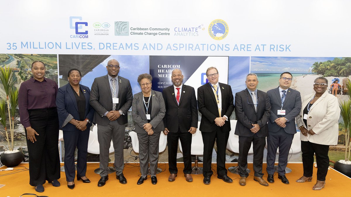<a href="/CARICOMorg/">CARICOM: Caribbean Community</a> and OECS heads of government met this morning at <a href="/COP27P/">COP27</a> to discuss a united approach to address loss and damage to SIDS resulting from Climate Change and for greater ambition from developed countries to remain within 1.5°C

#climateresilience #lossanddamage