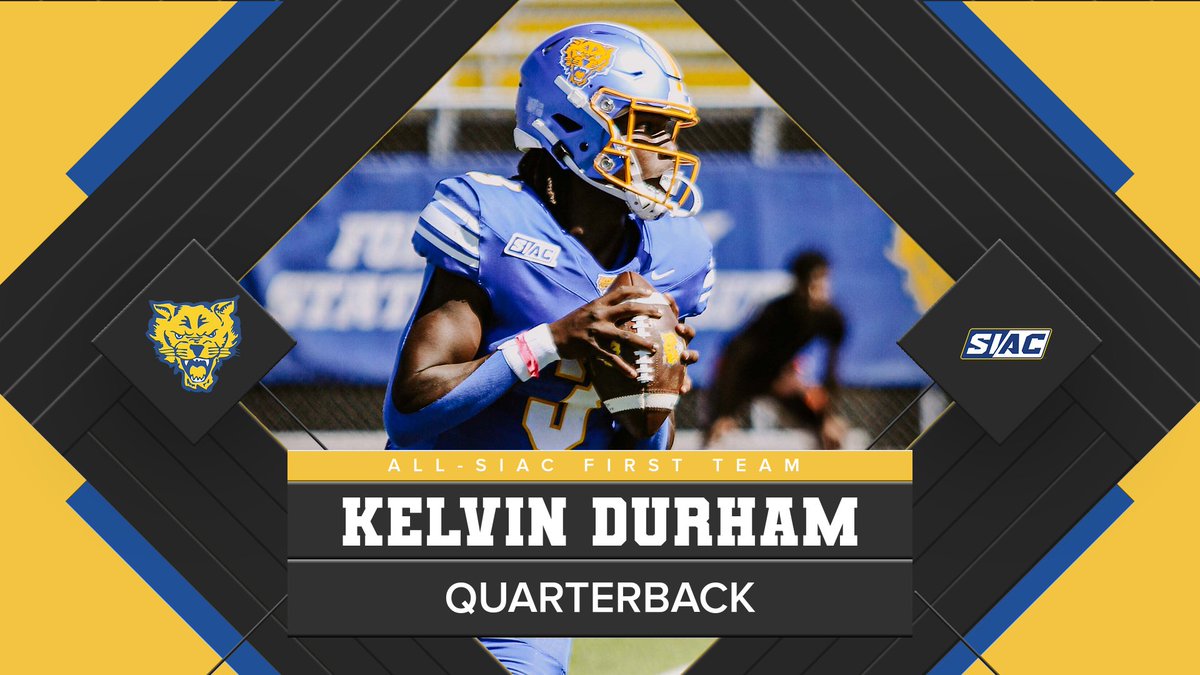 The @FVSUFootball general in his first year directing the offense. QB Kelvin Durham passed for 1,994 yards and 16 TDs and showed he was the best QB in the league! Congrats to the SIAC Newcomer & Freshman of the Year, as well as, All-SIAC 1st Team pick!