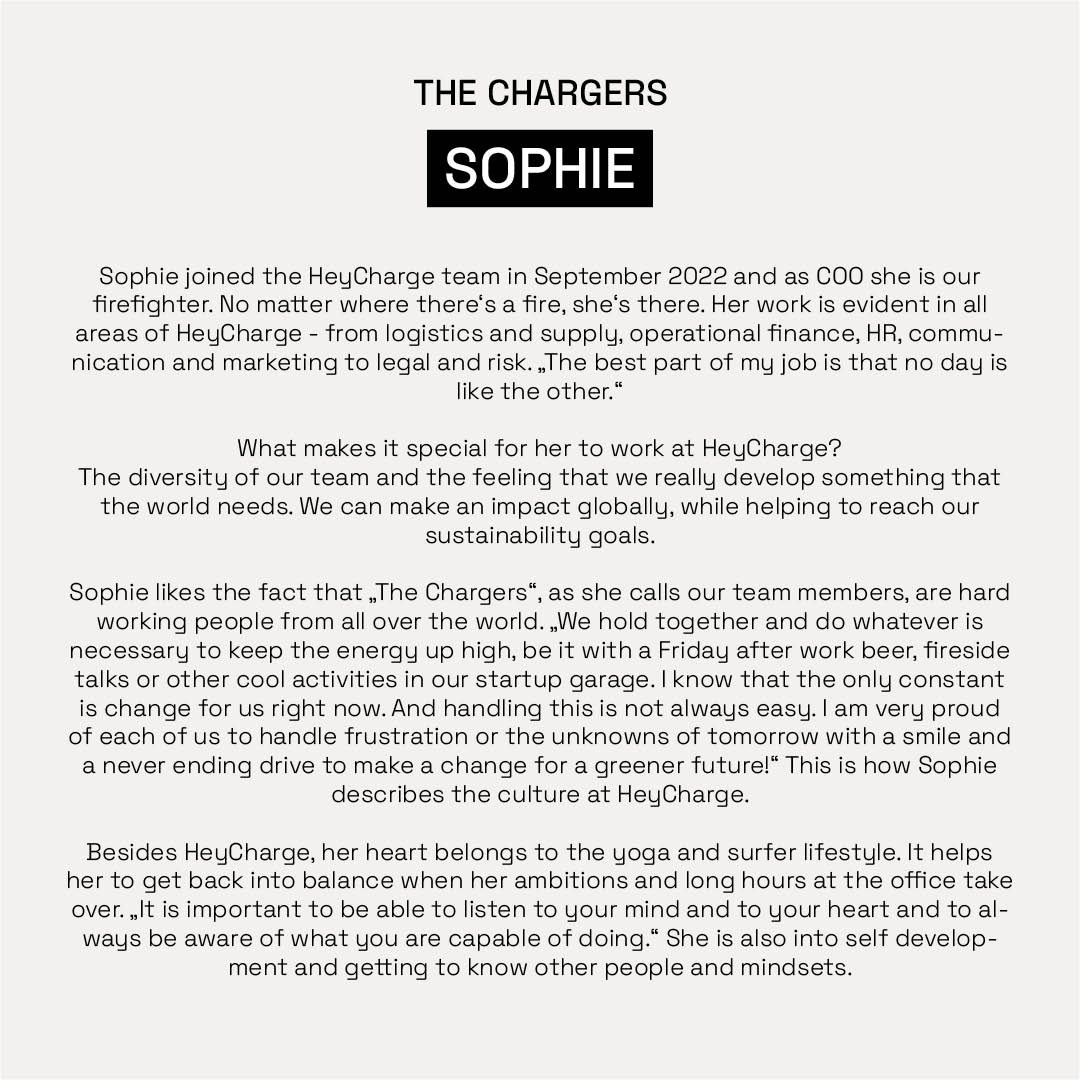 This week we would like to introduce you to our team, called "The Chargers", starting with our #leadership #team. Chris is our founder &amp; CEO and brought HeyCharge to life in 2020. Robert joined as Co-Founder &amp; CBDO in 2021, and Sophie has been our COO since September.  #startup